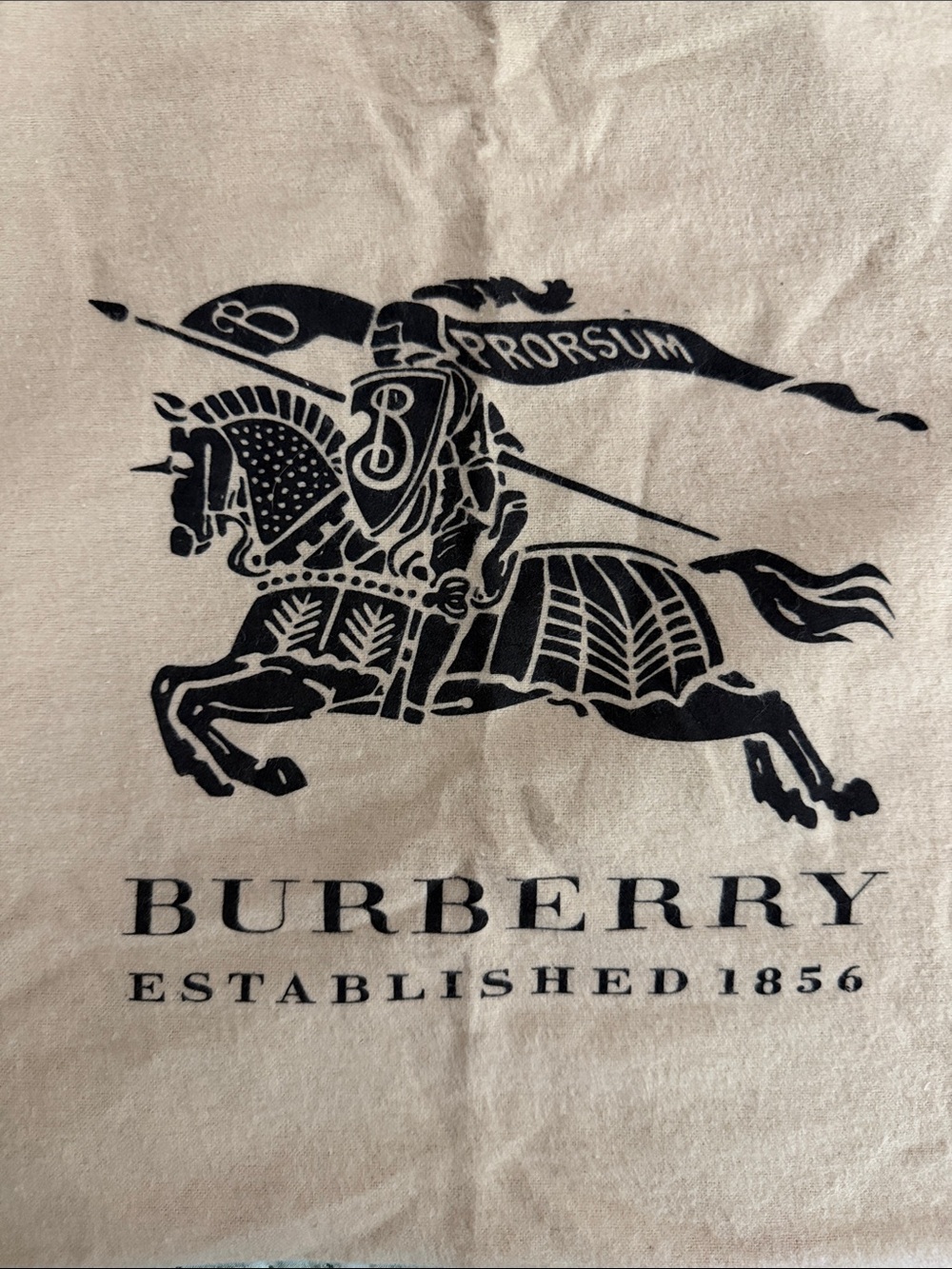 Burberry Beige Drawstring Dust Bag with Black Equestrian Logo - Picture 4 of 4